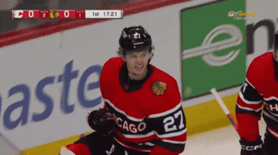 Hockey Player Wearing Chicago 27 Jersey GIF