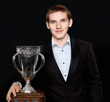 Hockey Player Wearing Glasses And Red Jersey With RBC GIF