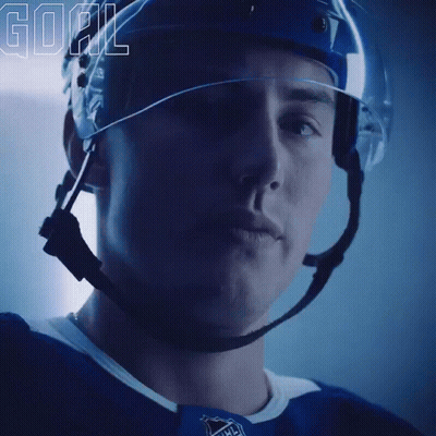Hockey Player Wearing Goal Helmet GIF