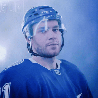Hockey Player Wearing Helmet Number 1 GIF