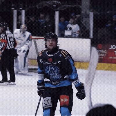 Hockey Player Wearing Jersey Eventing Call On Ice GIF