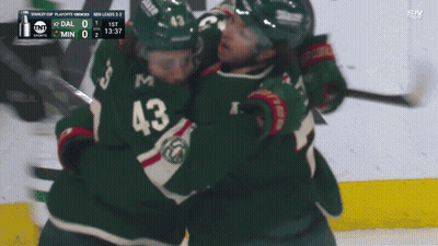 Hockey Player Wearing Number 43 Hugging GIF