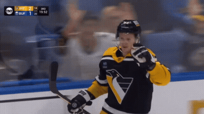 Hockey Player Wearing Pittsburgh Penguins Jersey GIF
