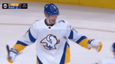 Hockey Player Wearing Sabres Jersey GIF