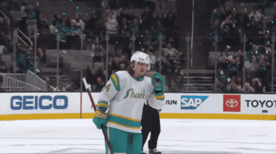 Hockey Player Wearing Sharks Jersey GIF