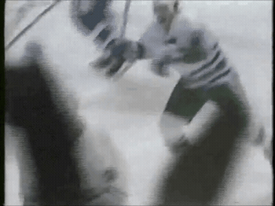 Hockey Player White Jersey Fight Black And White GIF