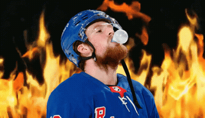Hockey Player With Bubble And Letter R On Jersey GIF