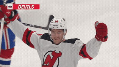 Hockey Player With Devils Text GIF