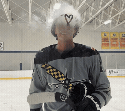 Hockey Player With Heart On Forehead GIF