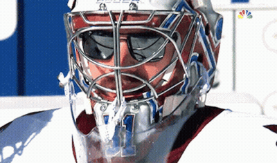 Hockey Player With Number 1 Helmet GIF
