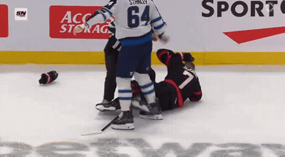 Hockey Player With Number 64 Jersey GIF