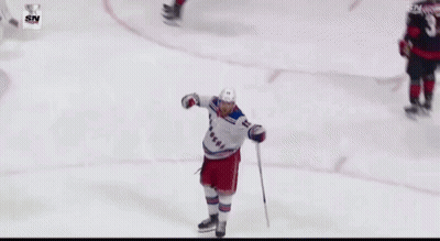 Hockey Player With Rangers Jersey On Ice GIF