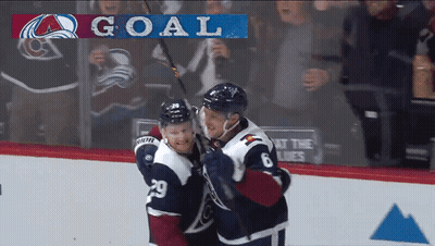 Hockey Players Celebrate Goal GIF