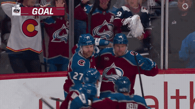 Hockey Players Celebrate Goal GIF