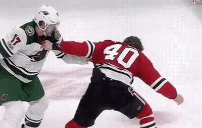 Hockey Players Fighting On Ice Number 40 GIF