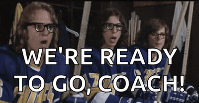 Hockey Players In Locker Room Saying We're Ready To Go Coach GIF