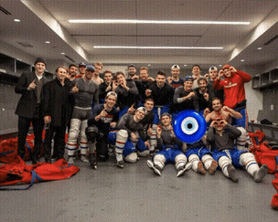 Hockey Players Posing For Photo GIF