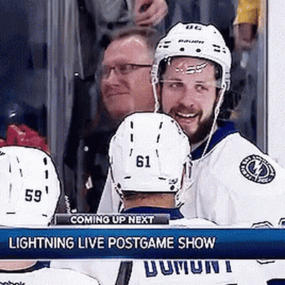 Hockey Players Watching Lightning Live Postgame Show GIF