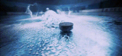 Hockey Puck Thrown Into Swimming Pool GIF