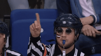 Hockey Referee With Sunglasses And Helmet Letter T GIF