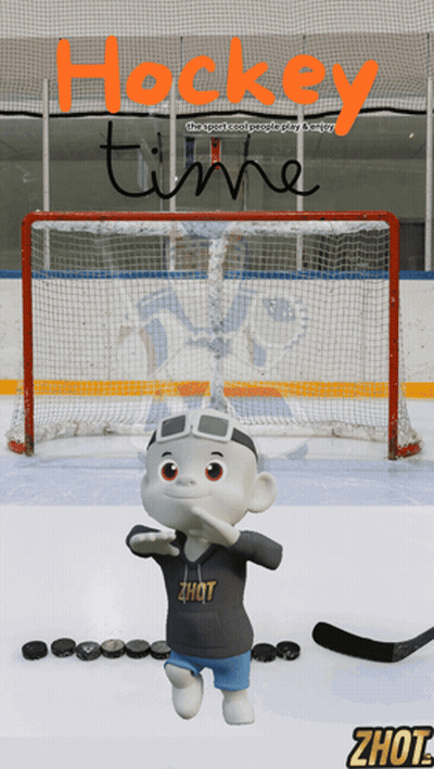 Hockey Team Advertisement With Cartoon Character GIF