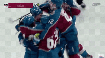 Hockey Team Celebrates Goal With SN Logo GIF