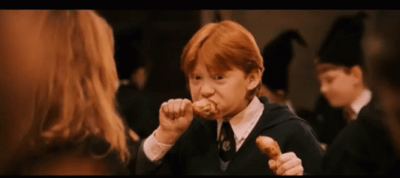 Hogwarts Ron Weasley Eating Chicken GIF