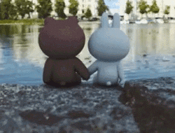 Holding Hands Brown And Cony GIF