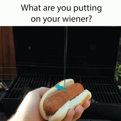 Holding Hot Dog At Grill What Are You Putting On Your Wiener GIF