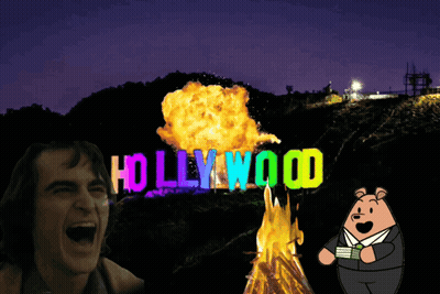 Hollywood Sign With Myth Brothers Going To Hollywood GIF