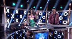 Hollywood Squares Girl Player Waives Audience GIF