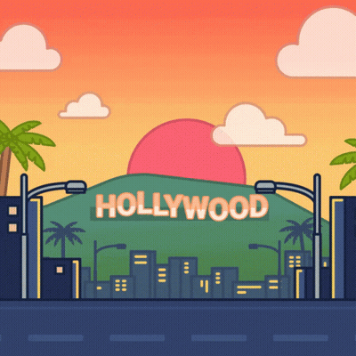 Hollywood Sunset With Palm Trees GIF