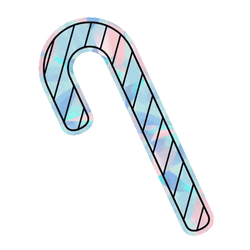 Holographic Candy Cane With Diagonal Stripe Sticker