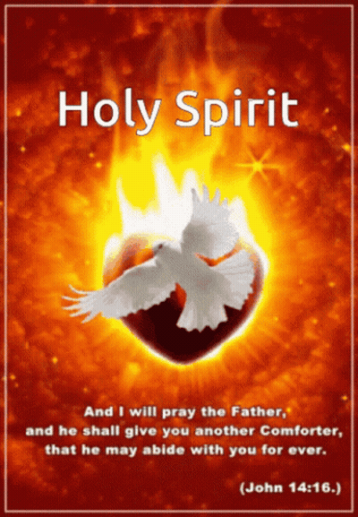 Holy Spirit Poster With Dove And Burning Heart GIF