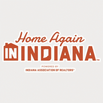 Home Again In Indiana Logo Powered By Indiana Association Of Realtors GIF