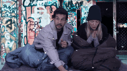 Homeless Couple Street Snow Begging Money GIF