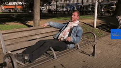 Homeless Guy Sleeping Bench France GIF