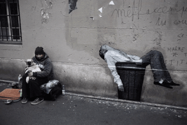 Homeless Guy With Dog Street Graffiti GIF