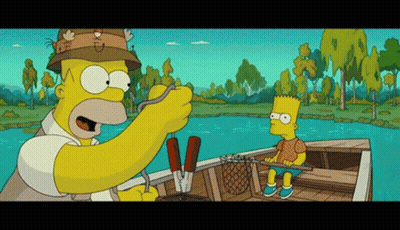 Homer And Bart Simpson Fishing GIF