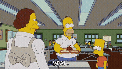 Homer And Bart Simpson In School Cafeteria GIF
