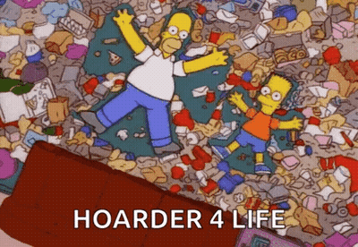 Homer And Bart Simpson Laying On Trash Hoarder 4 Life GIF