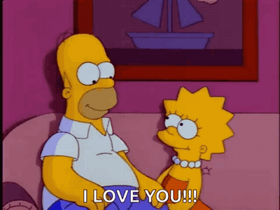 Homer And Lisa Simpson Holding Hands On Couch GIF