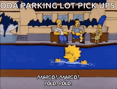 Homer And Lisa Simpson In Pool Oda Parking Lot Pick Ups GIF
