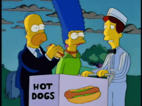 Homer And Marge Simpson Eating Hot Dogs GIF