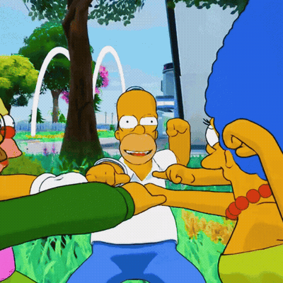 Homer And Marge Simpson Fighting In Park GIF