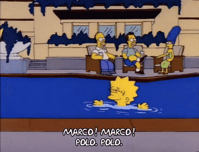 Homer And Marge Simpson In Pool Playing Marco Polo GIF