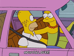 Homer And Marge Simpson In Speeding Car GIF
