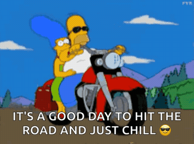 Homer And Marge Simpson Riding A Motorcycle GIF