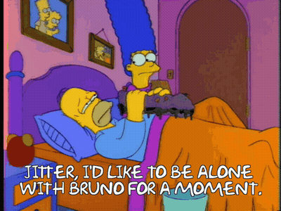 Homer And Marge Simpson Saying Jitter I Would Like To Be Alone With Bruno GIF