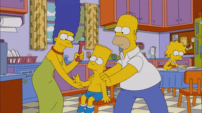 Homer And Marge Simpson With Bart GIF